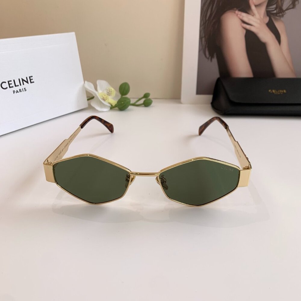 Celine Women's Sunglasses in Gold and Green - Picture 4 of 8